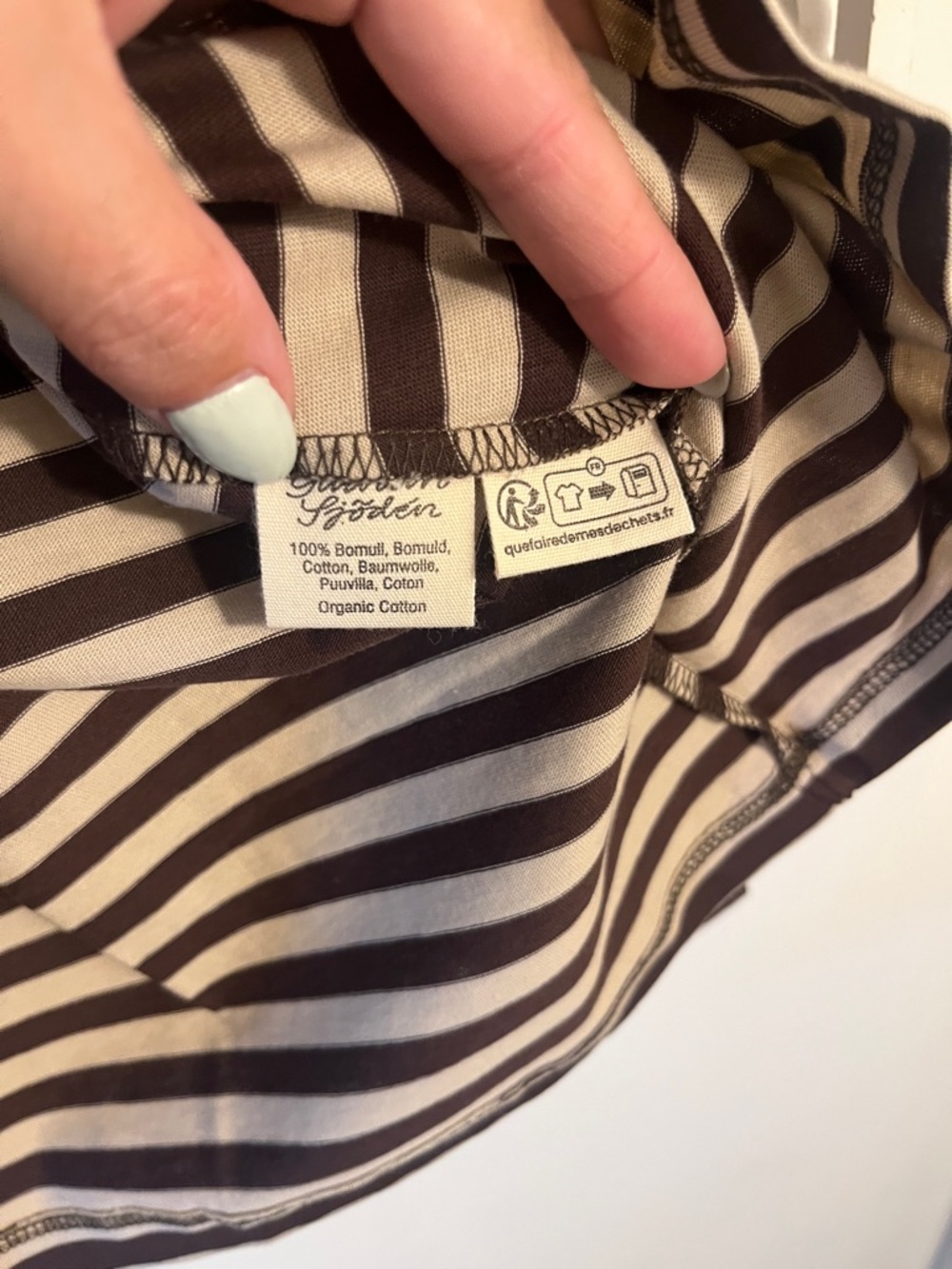 Gudrun Sjoden Striped Long-Sleeve Boatneck Top - Brown & Cream - Picture 3 of 5
